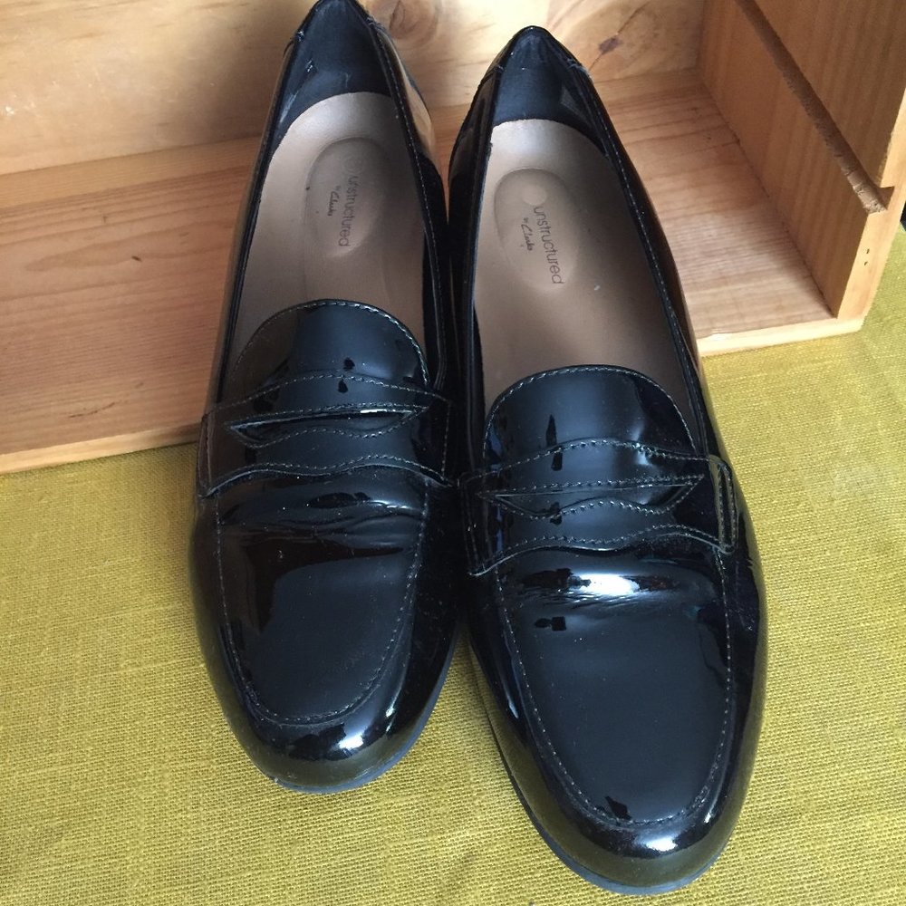 Clarks Unstructured Patent Leather Loafers